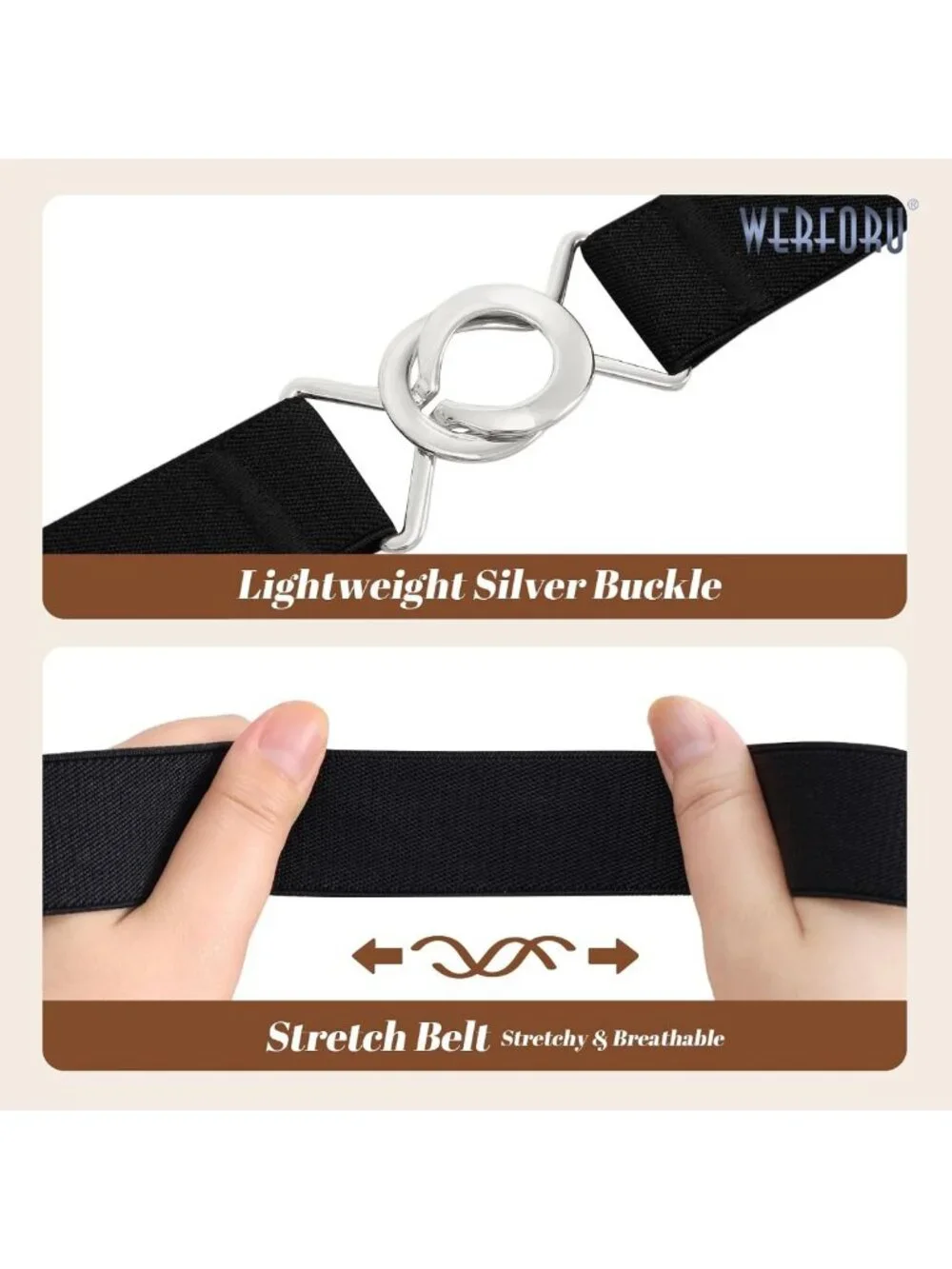 Women’s Skinny Elastic Waist Belt - Stretchy Thin Belt for Dresses & Jeans